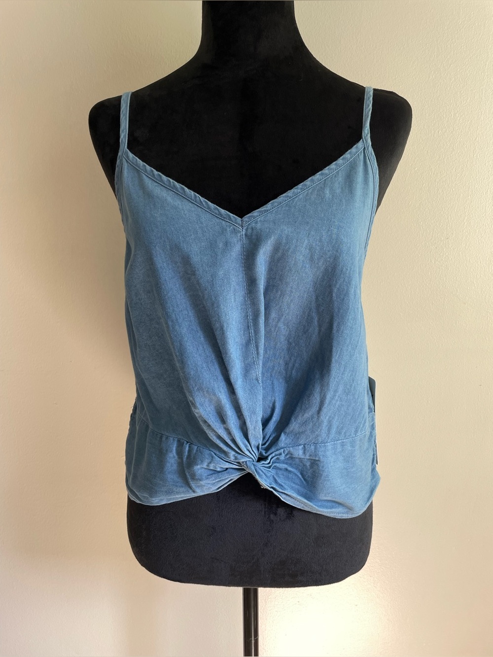NWT Highway Jeans Chambray Twist Front Cami Tank Top 100% Cotton Blue Size M